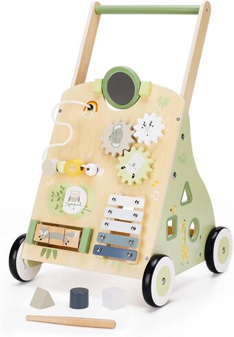 Wooden Baby Walker for Toddlers, Learning Activity Center, 18M+ | Multiple Activities Encourage Walking Practice, Coordination, and Creative Hands-On Play for 18M+ Boys and Girls in Kuwait