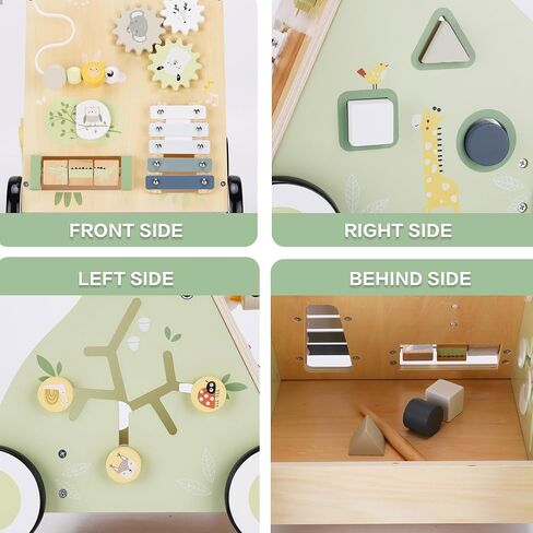 Wooden Baby Walker for Toddlers, Learning Activity Center, 18M+ | Multiple Activities Encourage Walking Practice, Coordination, and Creative Hands-On Play for 18M+ Boys and Girls in Kuwait