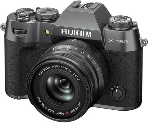 FUJIFILM X-T50 Mirrorless Digital Camera Body - Charcoal Bundle with Fuji XF 16-50mm f/2.8-4.8 R LM WR Lens + 64GB UHS-II SDXC Memory Card + Cleaning kit + 12 inch Flexible Tripod + More in Kuwait