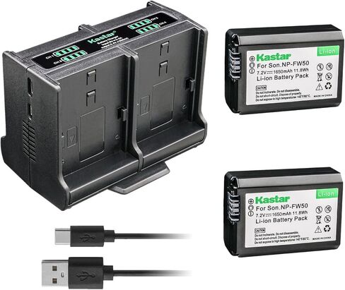 Kastar 4-Pack Battery and Quadruple Charger Compatible with Sony NEX-F3, SLT-A33, SLT-A35, SLT-A37, SLT-A55, ZV-E10, Cyber-Shot DSC-RX10, Cyber-Shot DSC-RX10 II, Cyber-Shot DSC-RX10M2, NEX-C5 Camera in Kuwait