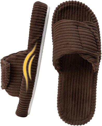 Enteer Women’s Adjustable Corduroy House Slippers, Memory Foam Platform Slides with Arch Support, Hook and Loop Bedroom Slippers, Open Toe Non-Slip Indoor Outdoor Shoes in Kuwait