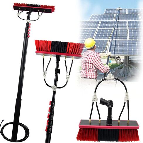 High-Altitude Photovoltaic Panel Cleaning Brush with 5.4M Telescopic Extension Pole, Water Fed System for Efficient Window and Solar Panel Cleaning in Kuwait