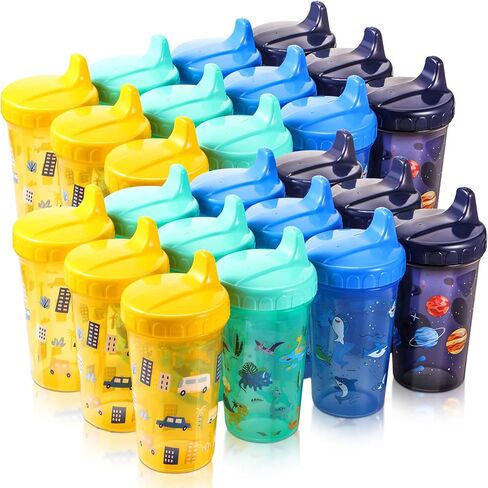 Mifoci 12 Pcs 10 oz Sippy Cups for Toddlers 1-3 No Spill Spout Cups with Lids Toddler Reusable Baby Feeding Supplies, Dishwasher, Microwave Safe in Kuwait