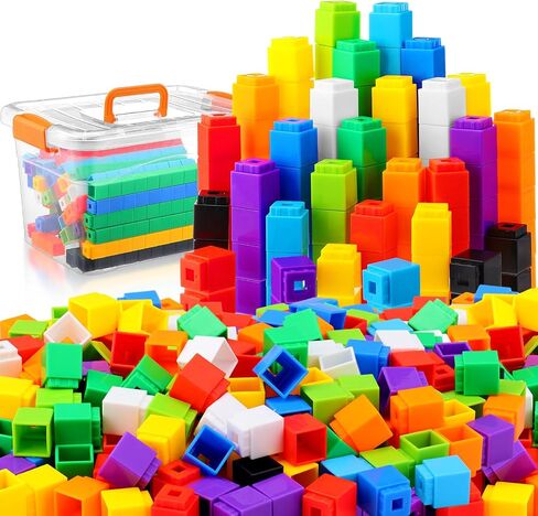Jenaai 500 Pcs Linking Cubes with Storage Box, Colorful 2cm Math Counting Blocks, Stem Classroom Manipulatives, Back to School Gifts for Preschool Homeschool Teacher Kids(Pink) in Kuwait