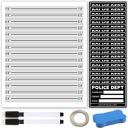 Mugshot Backdrop 5×4.3FT with 20 Pack Mugshot Signs, Jail Party Decorations in Saudi Arabia