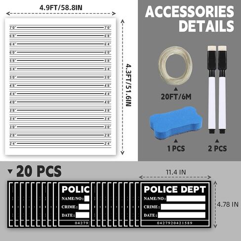 Mugshot Backdrop 5×4.3FT with 20 Pack Mugshot Signs, Jail Party Decorations in Saudi Arabia