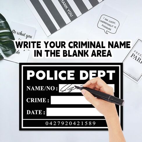 Mugshot Backdrop 5×4.3FT with 20 Pack Mugshot Signs, Jail Party Decorations in Saudi Arabia
