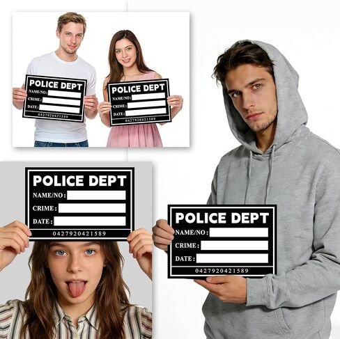 Mugshot Backdrop 5×4.3FT with 20 Pack Mugshot Signs, Jail Party Decorations in Saudi Arabia
