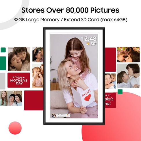 ApoloSign Digital Picture Frame 15.6 inch, WiFi Digital Photo Frame with 32GB Storage, 1920x1080 FHD IPS Touch Screen, Auto-Rotate, Easy Setup to Share Photos or Videos Instantly via Frameo App in Kuwait