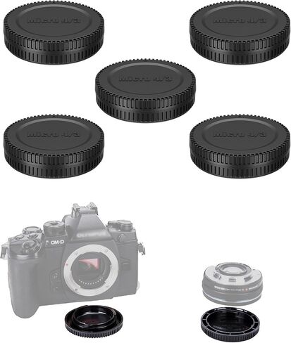 JJC Body & Rear Lens Cap Cover for Olympus Micro 4/3 Mount Cameras, 5-Pack | for Olympus E-M10 Mark IV III E-M5 Mark III II E-M1 Mark III II E-PL9, E-PL8 E-PL7 E-P5 Pen-F Lumix DC-GH5 DC-GH5s DC-G95 in Saudi Arabia