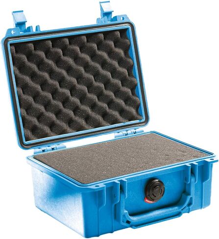 Pelican 1150 Case With Foam (Blue) | Watertight copolymer shell with foam insert and purge valve for electronics, field equipment and travel in Kuwait