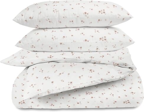 MakeMake Organics Organic Duvet Cover Full Queen (Pack of 3) GOTS Certified Organic Cotton Duvet Cover Set Reversible Dreamy Soft Breathable (Full/Queen, Astronaut/Navy Blue Stripes) in Kuwait