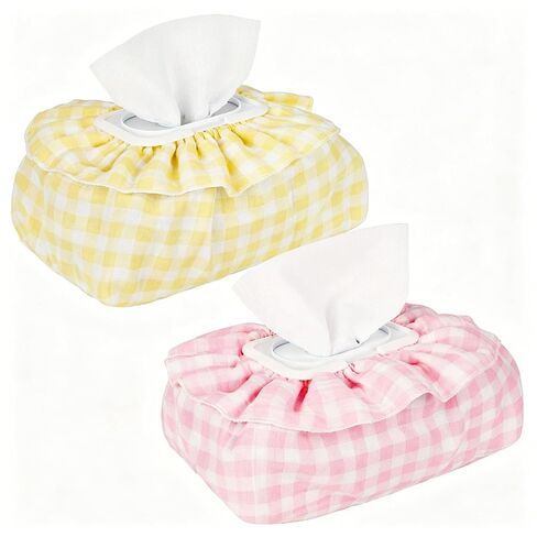 Baby Wipes Cover, Muslin Cotton Wipes Dispenser, Pink | Universal Size Fits All Wipes & Tissues, Diaper Pouch for Nursery, Living Room, Diaper Station in Saudi Arabia