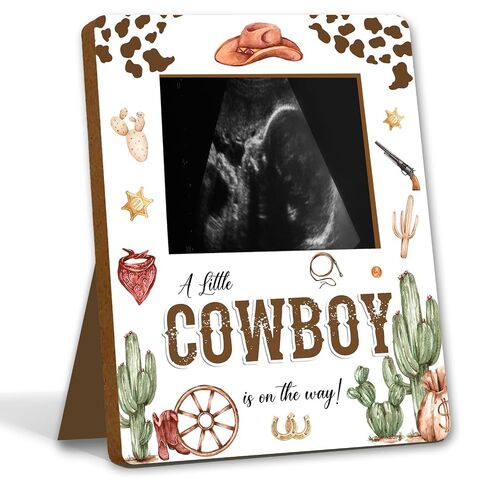 ALodr Cowboy Baby Shower Decorations, Baby Shower Sign Picture Frame, Cowboy Party Decor for Gender Reveal, Pregnancy Milestone Keepsake, Pregnancy Announcement Sonogram Photo Frames in Kuwait