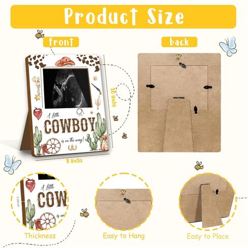 ALodr Cowboy Baby Shower Decorations, Baby Shower Sign Picture Frame, Cowboy Party Decor for Gender Reveal, Pregnancy Milestone Keepsake, Pregnancy Announcement Sonogram Photo Frames in Kuwait