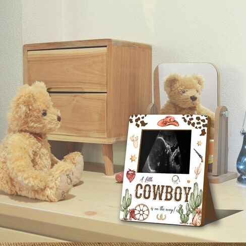 ALodr Cowboy Baby Shower Decorations, Baby Shower Sign Picture Frame, Cowboy Party Decor for Gender Reveal, Pregnancy Milestone Keepsake, Pregnancy Announcement Sonogram Photo Frames in Kuwait