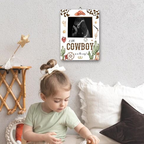 ALodr Cowboy Baby Shower Decorations, Baby Shower Sign Picture Frame, Cowboy Party Decor for Gender Reveal, Pregnancy Milestone Keepsake, Pregnancy Announcement Sonogram Photo Frames in Kuwait