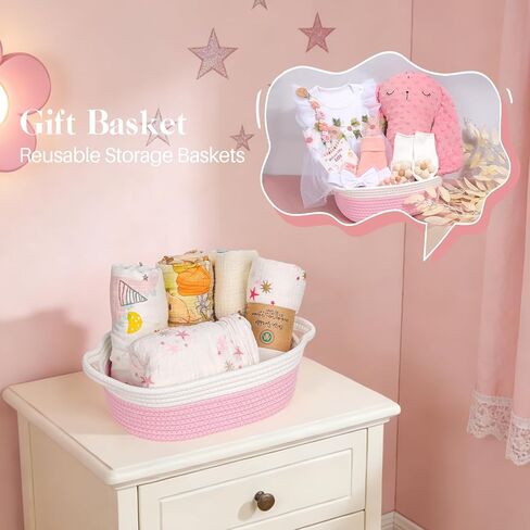 Baby Girl Gifts Basket – Newborn Baby Girl Essentials Set with Dress Pink Bunny Comfort Toy,Pacifier Clip,Baby Socks,Bib,Baby Shower Gifts for Girls in Kuwait