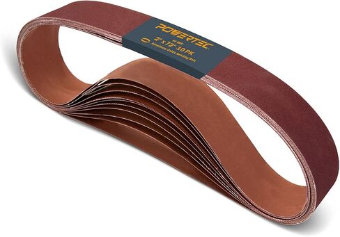 POWERTEC 111540 2 x 72 Inch Sanding Belts, 40 Grit Aluminum Oxide Belt Sander Sanding Belt for Belt Sander, Wood & Paint Sanding, Metal Polishing, 10PK in Kuwait