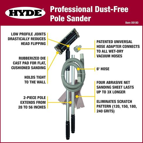 HYDE 09180 Dust-Free Vacuum Sander, Professional Pole Sander in Kuwait