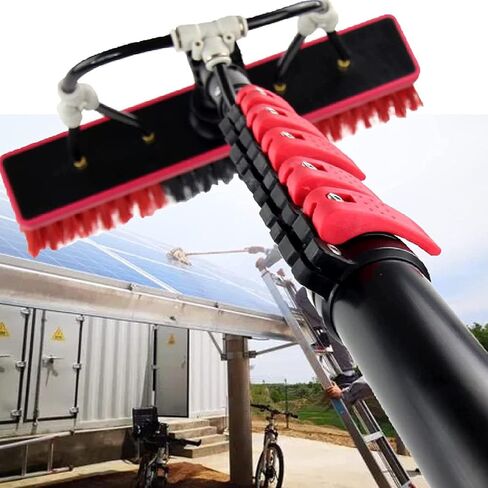 Adjustable Window Cleaning Pole KitWater Fed Brush for StreakFree Shine on & Solar Panels Effortless Cleaning Professional Grade Extended Reach Equipment in Kuwait