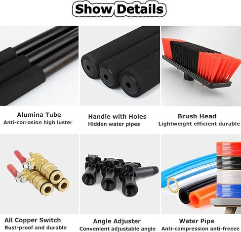 Adjustable Window Cleaning Pole KitWater Fed Brush for StreakFree Shine on & Solar Panels Effortless Cleaning Professional Grade Extended Reach Equipment in Kuwait
