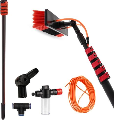 Water Fed Pole Kit - 6m Telescopic Window Cleaning Pole with Brush - Aluminum Extendable Outdoor Water Fed Cleaner for Effortless Window Washing in Kuwait