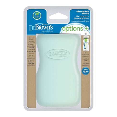 Dr. Brown's Options+ Wide-Neck Glass Bottle Sleeve, 100% Silicone, Mint, BPA-Free, 9 oz, 1-Pack in Kuwait