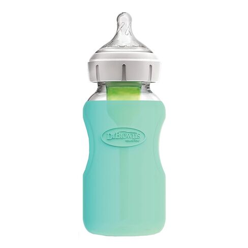 Dr. Brown's Options+ Wide-Neck Glass Bottle Sleeve, 100% Silicone, Mint, BPA-Free, 9 oz, 1-Pack in Kuwait