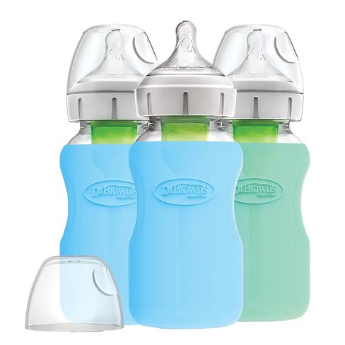 Dr. Brown's Options+ Wide-Neck Glass Bottle Sleeve, 100% Silicone, Mint, BPA-Free, 9 oz, 1-Pack in Kuwait