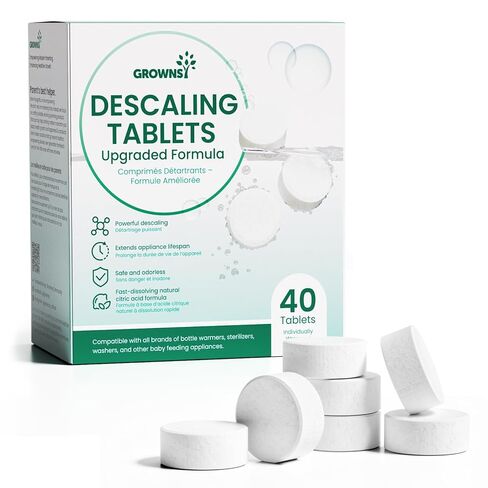GROWNSY Bottle Sterilizer & Warmer Descaling Tablets Deep Limescale Removal | 40 Count for Regular, Baby Food Makers Cleaner, Daily Essential Descale,Leaves no Odor, Performance Care in Kuwait