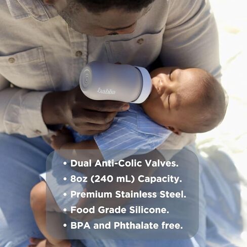 Babba Stainless Steel Baby Bottle, Anti-Colic, Vacuum-Insulated, 8oz in Kuwait