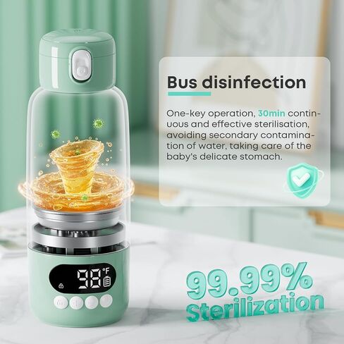 Portable Bottle Warmer 17oz Fast Heating in 2 Mins, 6 Temp Settings + Keep Warm, Built-in Sterilizer, for Breastmilk & Formula, Travel & Outdoor Use White in Kuwait