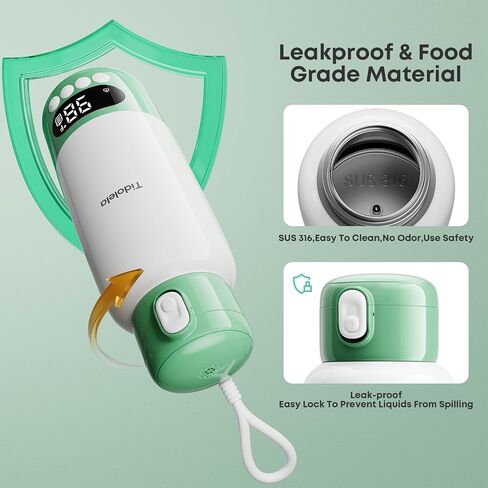 Portable Bottle Warmer 17oz Fast Heating in 2 Mins, 6 Temp Settings + Keep Warm, Built-in Sterilizer, for Breastmilk & Formula, Travel & Outdoor Use White in Kuwait