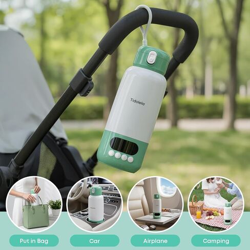 Portable Bottle Warmer 17oz Fast Heating in 2 Mins, 6 Temp Settings + Keep Warm, Built-in Sterilizer, for Breastmilk & Formula, Travel & Outdoor Use White in Kuwait