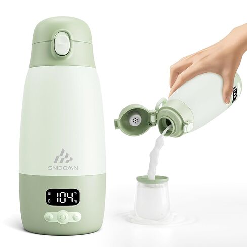 Portable Bottle Warmer for Travel, Baby Breastmilk & Formula Warmer | 4000mAh Battery, 2-Min Fast Heating, 89–212°F Temperature Control, 17.8oz Capacity, Type-C Charging and Constant Warm Mode in Kuwait