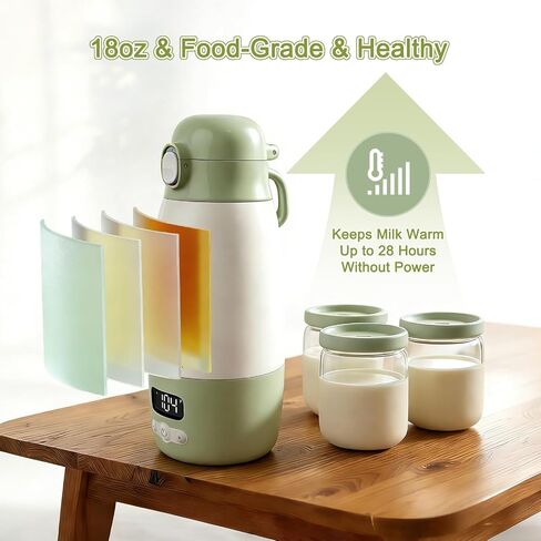 Portable Bottle Warmer for Travel, Baby Breastmilk & Formula Warmer | 4000mAh Battery, 2-Min Fast Heating, 89–212°F Temperature Control, 17.8oz Capacity, Type-C Charging and Constant Warm Mode in Kuwait