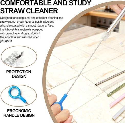 Straw Cleaner Brush Set Include 2 Size(12+10 Inch),Straw Brush Cleaner with 3mm Thick 304 Steel Wire,Straw Cleaning Brush for Baby Bottle,Stanley Straw Cleaner Brush for 20/30/40oz Stanley Cups. in Kuwait