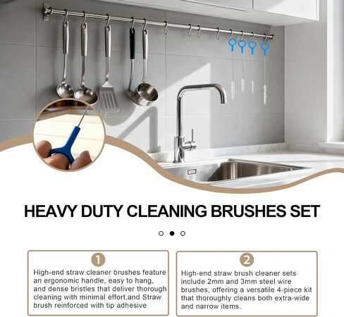 Straw Cleaner Brush Set Include 2 Size(12+10 Inch),Straw Brush Cleaner with 3mm Thick 304 Steel Wire,Straw Cleaning Brush for Baby Bottle,Stanley Straw Cleaner Brush for 20/30/40oz Stanley Cups. in Kuwait