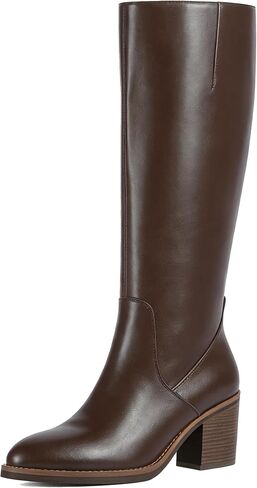 Women's Knee High Boots Chunky Heel Tall Fall Boots | Classic Riding Style, Roomy Round Toe, Zipper For Easy On & Off, Fits All Occasions, Great For Fall & Winter in Saudi Arabia