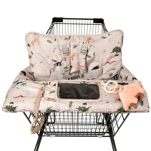 Shopping Cart Cover for Baby 2 in 1 High Chair Covers for Restaurant Comfortable Grocery Cart Seat Covers for Infant, Toddler Universal Suitable for Most Shopping Carts Machine Washable, Dinosaur in Kuwait