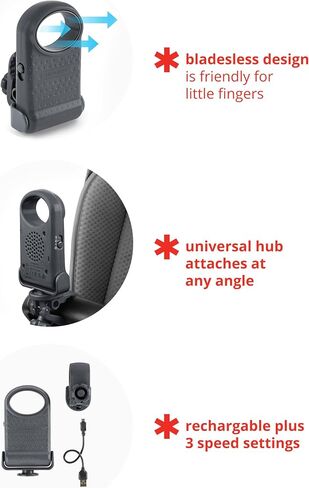 Skip Hop Portable Bladeless Stroller Fan, Adjustable 3 Speeds, Stroll & Connect, Grey in Kuwait