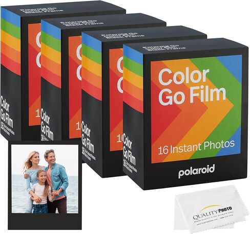 Polaroid Go Color Film, Black Frame + Quality Photo Microfiber Cloth (Compatible with Polaroid Go Cameras) (4 Pack (64 Films)) in Kuwait