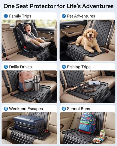 TPE Car Seat Protector for Child Car Seat, Waterproof Carseat Mat | Non-Slip Backing No Imprints Durable, Back Seat Cushion Pad & Backrest & Kick Mat Set Accessories for SUV Truck Sedan, 1 Pack in Kuwait
