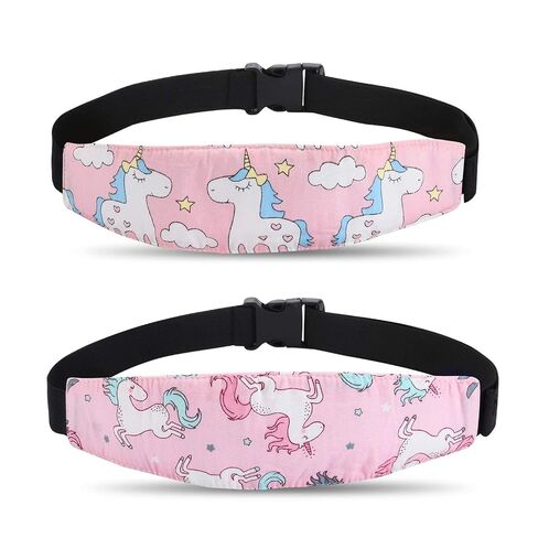 2 Pcs Baby Car Seat Neck Relief and Head Support,Silence Shopping Car Seat Head Band Strap Headrest,Stroller Car Seat Sleeping Head Support for Toddler Child Children Kids Infant (Unicorn) in Kuwait