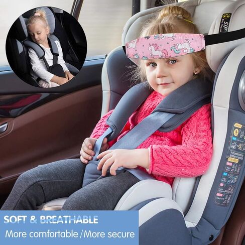 2 Pcs Baby Car Seat Neck Relief and Head Support,Silence Shopping Car Seat Head Band Strap Headrest,Stroller Car Seat Sleeping Head Support for Toddler Child Children Kids Infant (Unicorn) in Kuwait