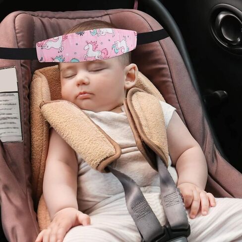 2 Pcs Baby Car Seat Neck Relief and Head Support,Silence Shopping Car Seat Head Band Strap Headrest,Stroller Car Seat Sleeping Head Support for Toddler Child Children Kids Infant (Unicorn) in Kuwait