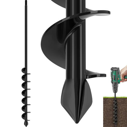 Upgraded Auger Drill Bit for Planting 4'' X 32'' Garden Drill Augers for Digging Holes Post Hole Auger for Bulbs, Flower, Fence Posts Earth Auger Bit for Cordless and Corded Drill - Fit 3/8" Hex Drive in Kuwait