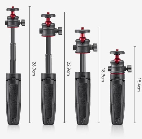 Extendable Mini Camera Tripod, 3 Levels Adjustment 360° Ball Head Cold Shoe Lightweight Portable Vlog Travel Selfie Stick Handle Grip Desktop Webcam Tripod for DSLR Action Camera in Kuwait