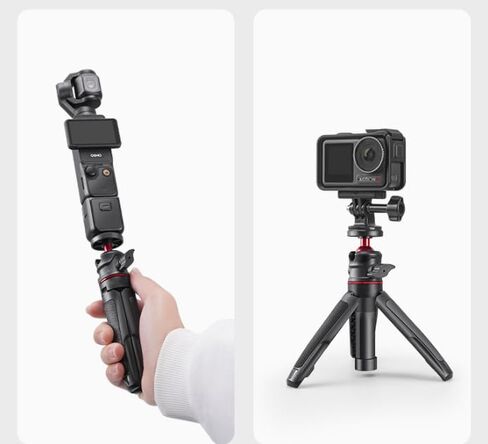 Extendable Mini Camera Tripod, 3 Levels Adjustment 360° Ball Head Cold Shoe Lightweight Portable Vlog Travel Selfie Stick Handle Grip Desktop Webcam Tripod for DSLR Action Camera in Kuwait